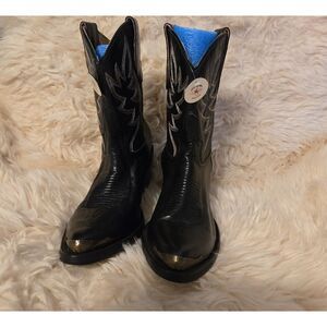 Idyllwind Black Heeled Boots with Gold Tips